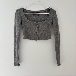 Urban Outfitters Gray Cropped Cardigan